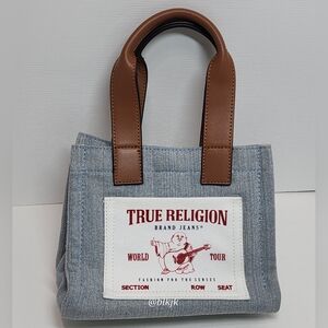 True Religion Denim Mini Tote *Blue/Tan* EUC